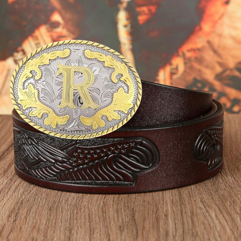 WMG Western Belt Buckle Initial Letters ABCDMRJ to Z Cowboy Belt Buckle, Rodeo Buckles for Men & Women - Image 4